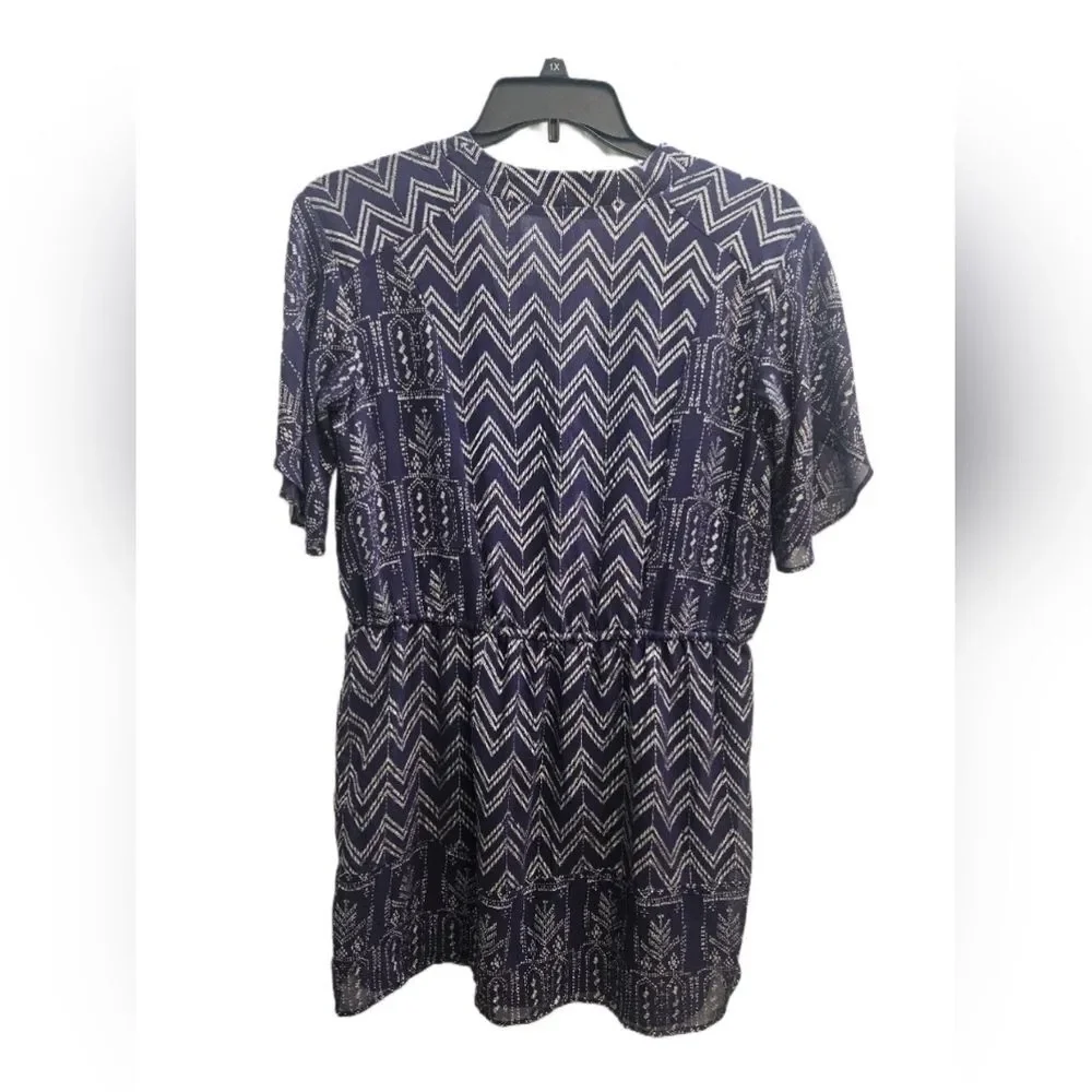 Free People Chevron V-Neck Blouson Mini Dress - Sz. Small - Picture 3 of 13